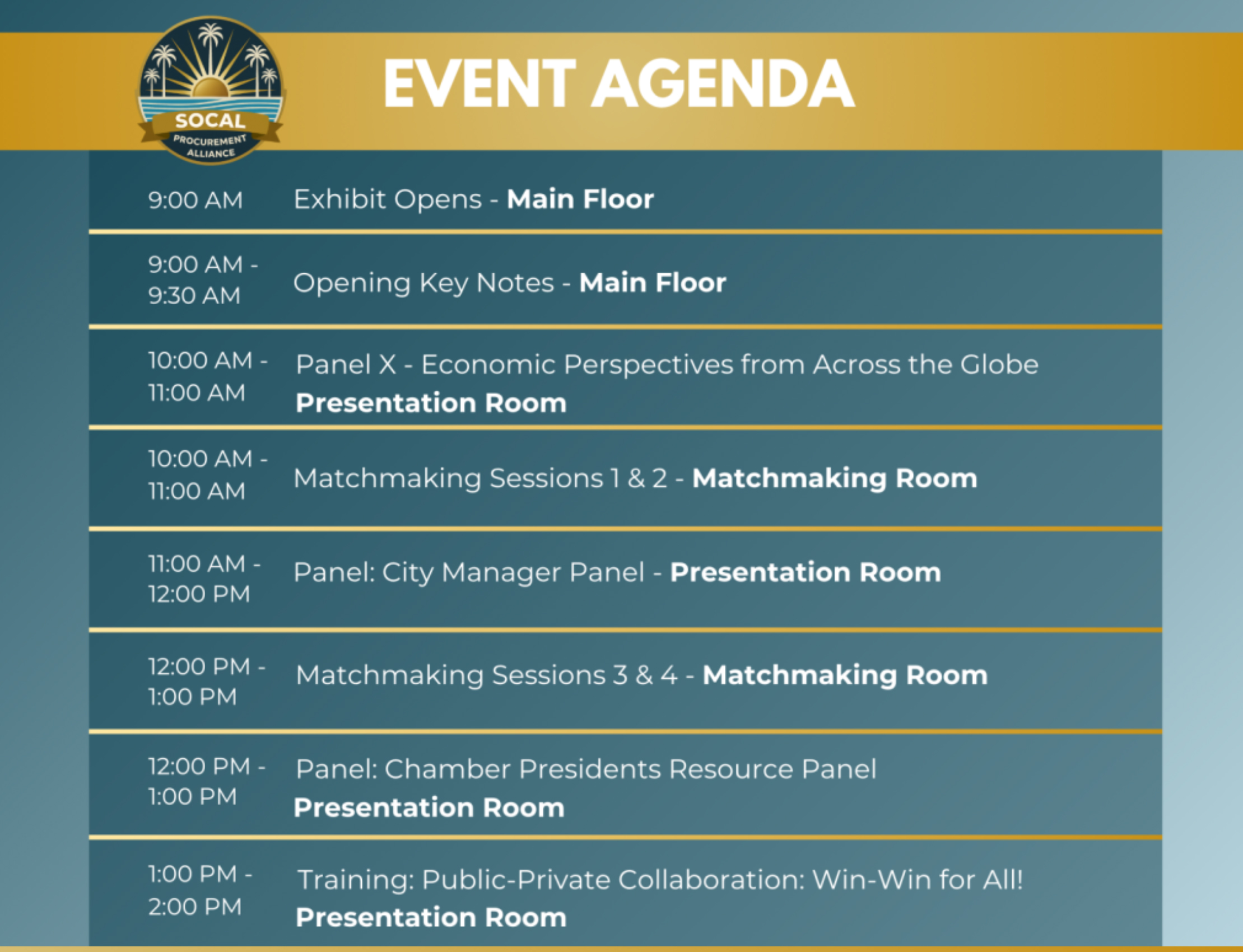 Event agenda